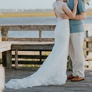 Voyage Bridal by Marilee 6905 - embroidered lace backless wedding dress